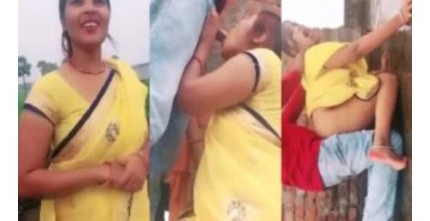Dehati Bhabhi Yellow Saree Chhat Hard Chudai